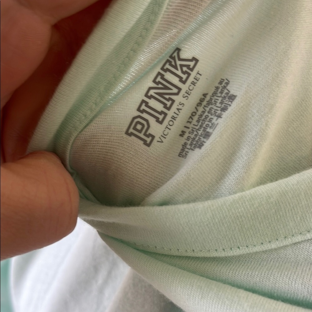 PINK Victoria's Secret light  Green Long Sleeve Tee - Picture 5 of 7